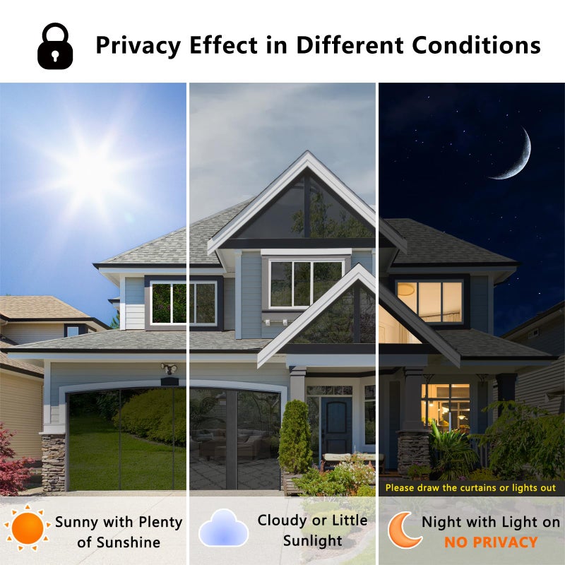 Lmlpt One Way Window Film Privacy See Out Not in Windows Tint for Home Sun UV Blocking Dark Glass Tinting Films Heat Insulation Self-Adhesive Mirror Door Coverings Sticker,Magic Black,35.4X118.1inch - Image 4